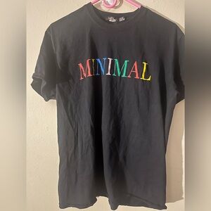 Boohoo Black Tee with Colorful 'Minimal' Print